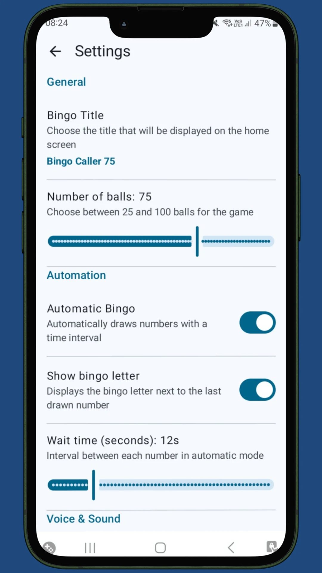 Bingo Caller 75 screenshot